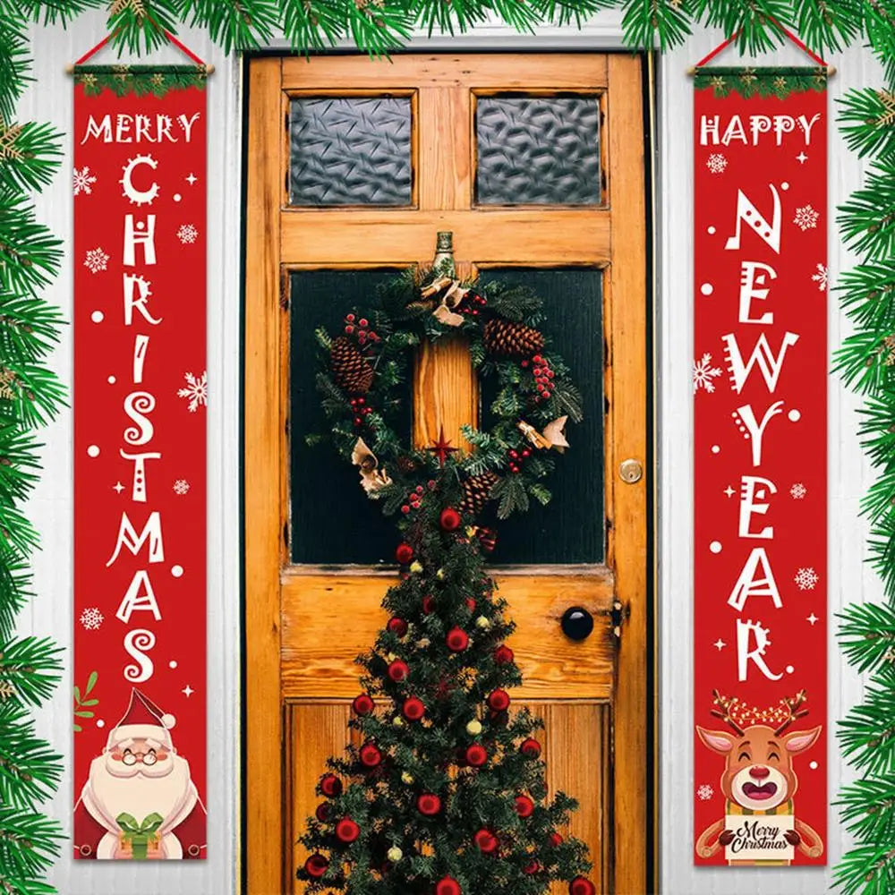 Christmas Door Banner Porch Sign Christmas Decoration for Home Christmas Pendant Merry Christmas Ornaments 2022 Navidad