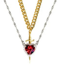 Heart and Sword Zircon Pendant Necklace
