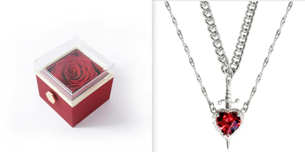 Heart & Sword Couple Necklace Set